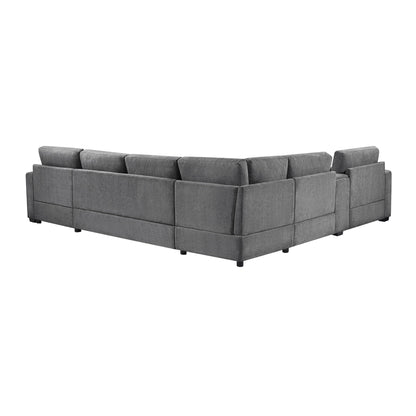 HouseOfZazla gray modular 5-seat U-shaped sectional sofa with built-in cup holders and storage on Tampa Home & Garden Store