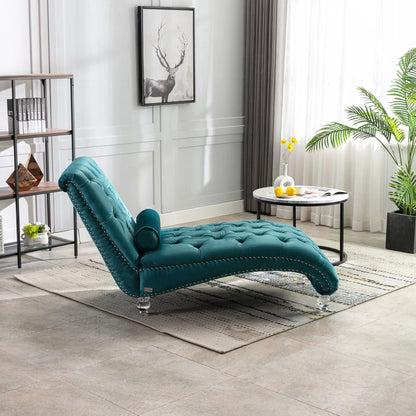 Indoor Chaise Lounge With Button Tufted Pillow
