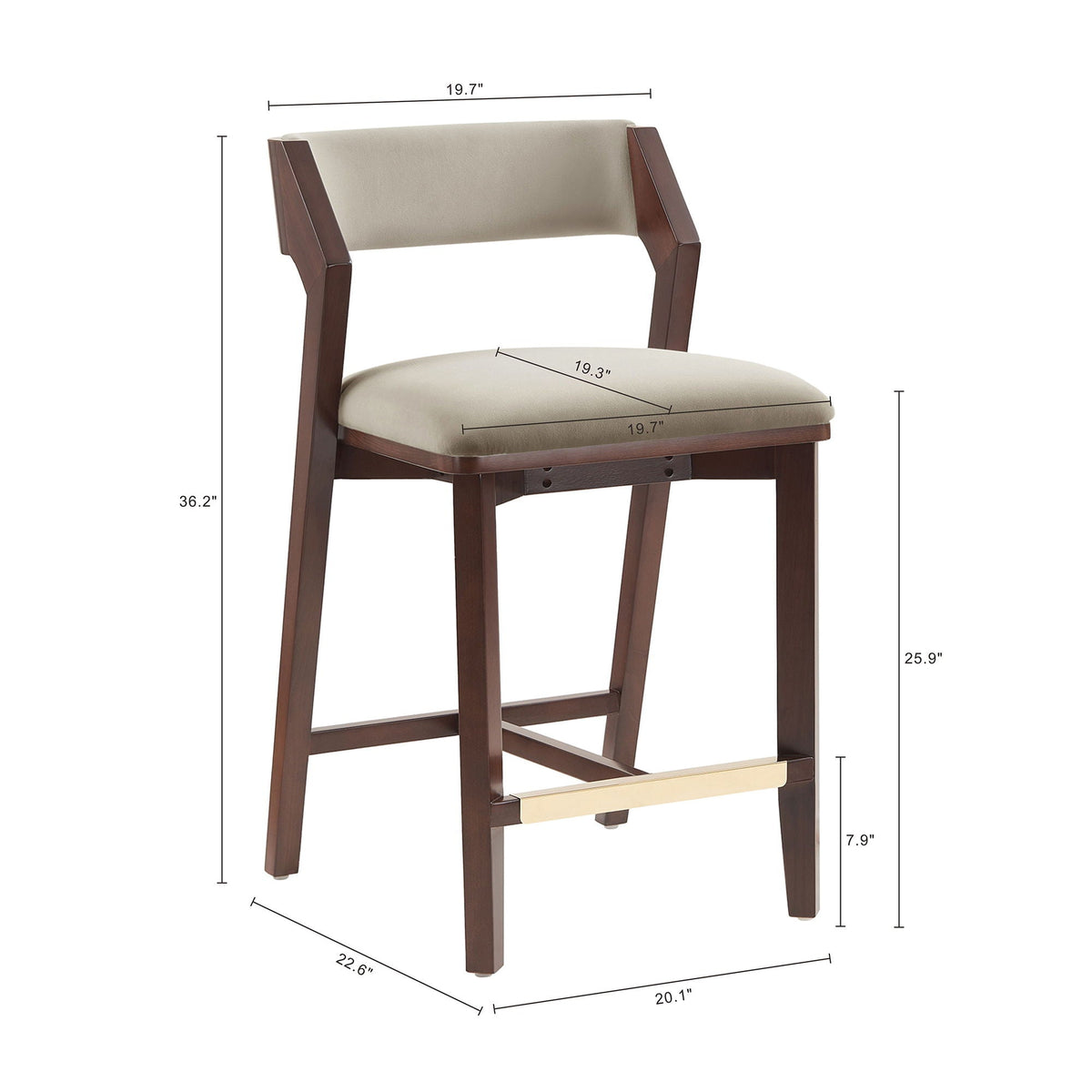 Patricia Counter Stool HouseOfZazla beige seat/back wood frame on Tampa Home & Garden Store
