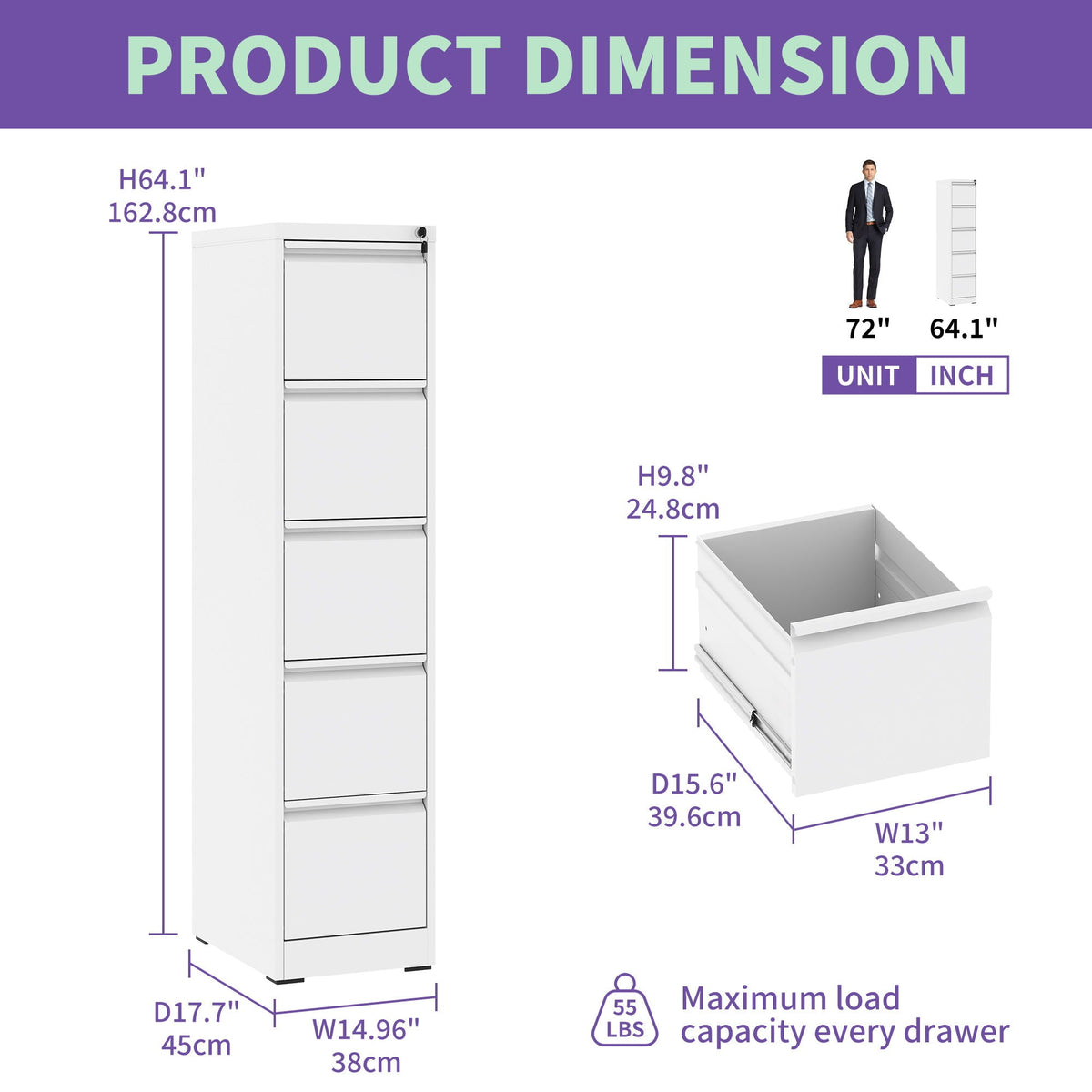 Steel vertical file cabinet with lock by HouseOfZazla in white, multiple drawers on Tampa Home & Garden Store