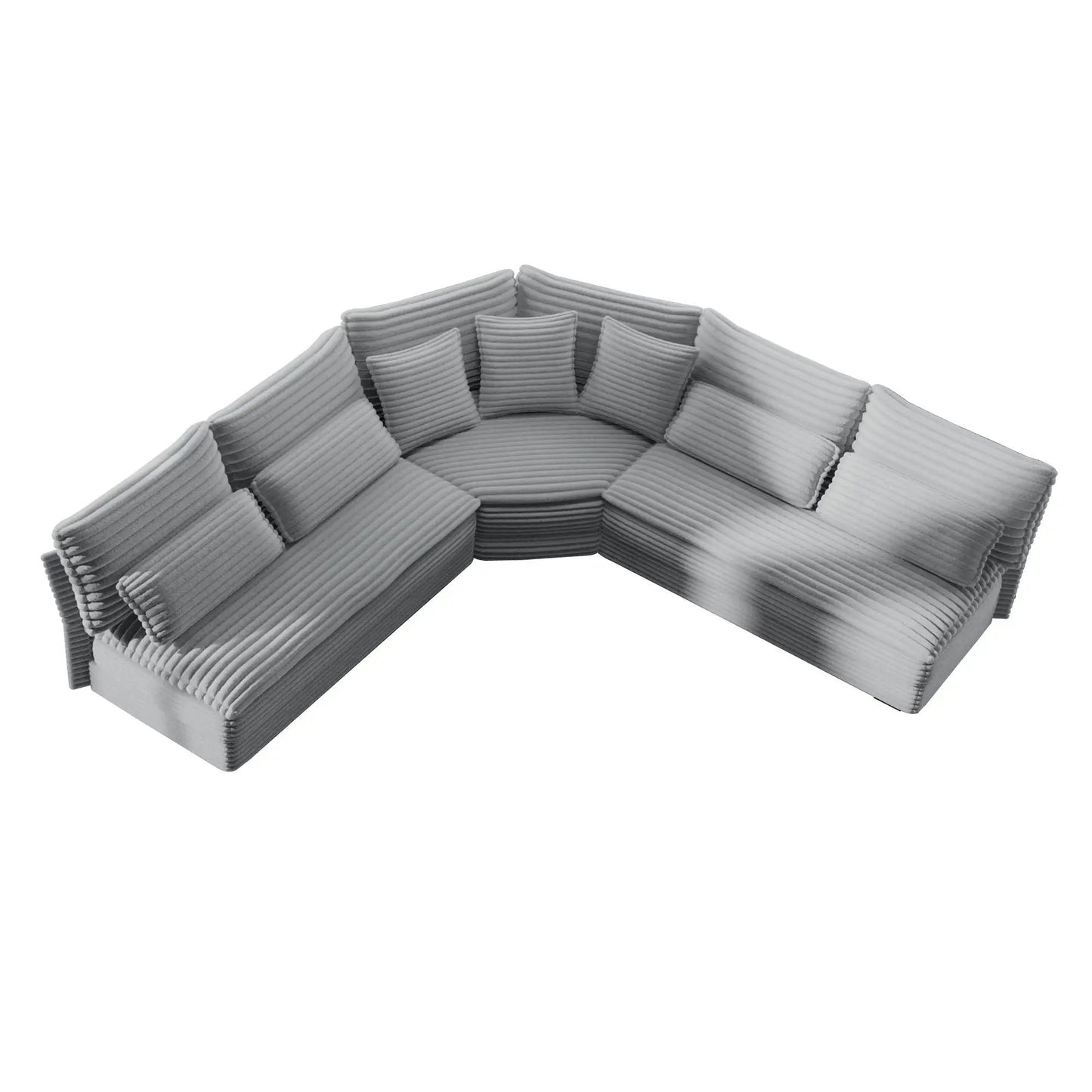 5 seater L-shaped sectional sofa with curved corner and ribbed cushions Unique Piece Furniture on Tampa Home & Garden Store