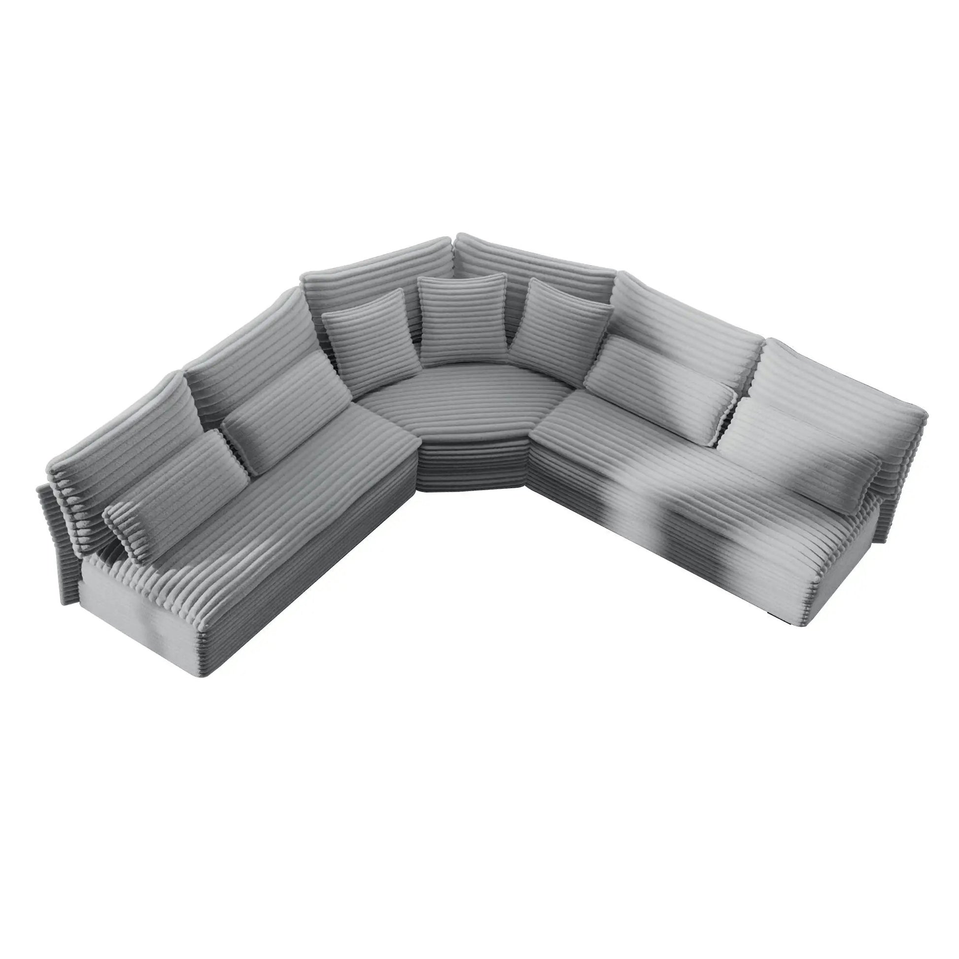 5 seater L-shaped sectional sofa with curved corner and ribbed cushions Unique Piece Furniture on Tampa Home & Garden Store