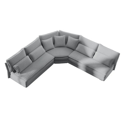 5 seater L-shaped sectional sofa with curved corner and ribbed cushions Unique Piece Furniture on Tampa Home & Garden Store