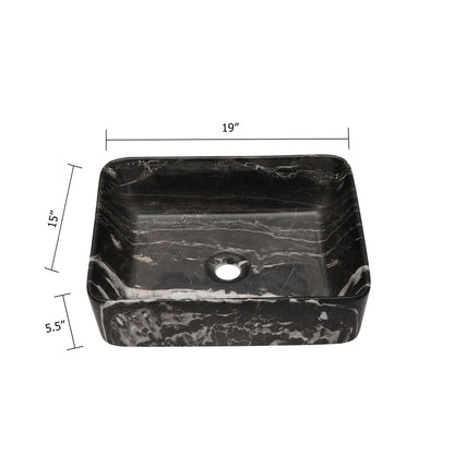 Rectangular vessel bathroom sink in sleek black and gray marble ceramic finish by HouseOfZazla on Tampa Home & Garden Store