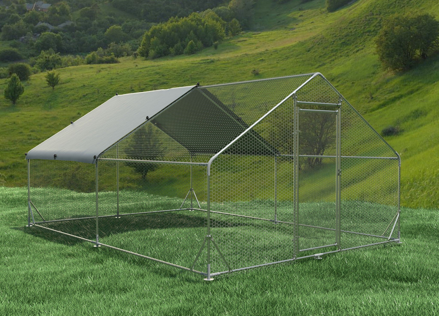 Large Metal Chicken Coop and Waterproof Cover
