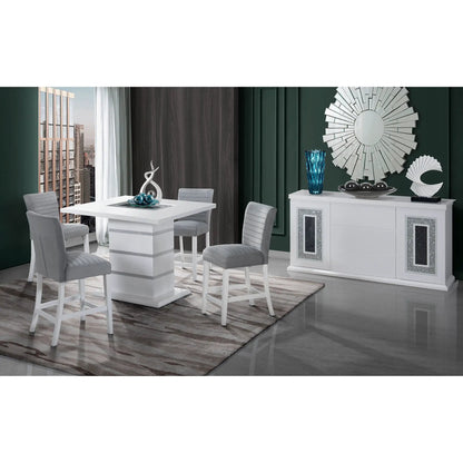 Ariya Bar Table with Glass Inlay and Gloss Finish