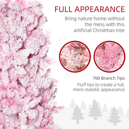 Homcom 7.5ft pink snow-flocked prelit artificial Christmas tree on Tampa Home & Garden Store
