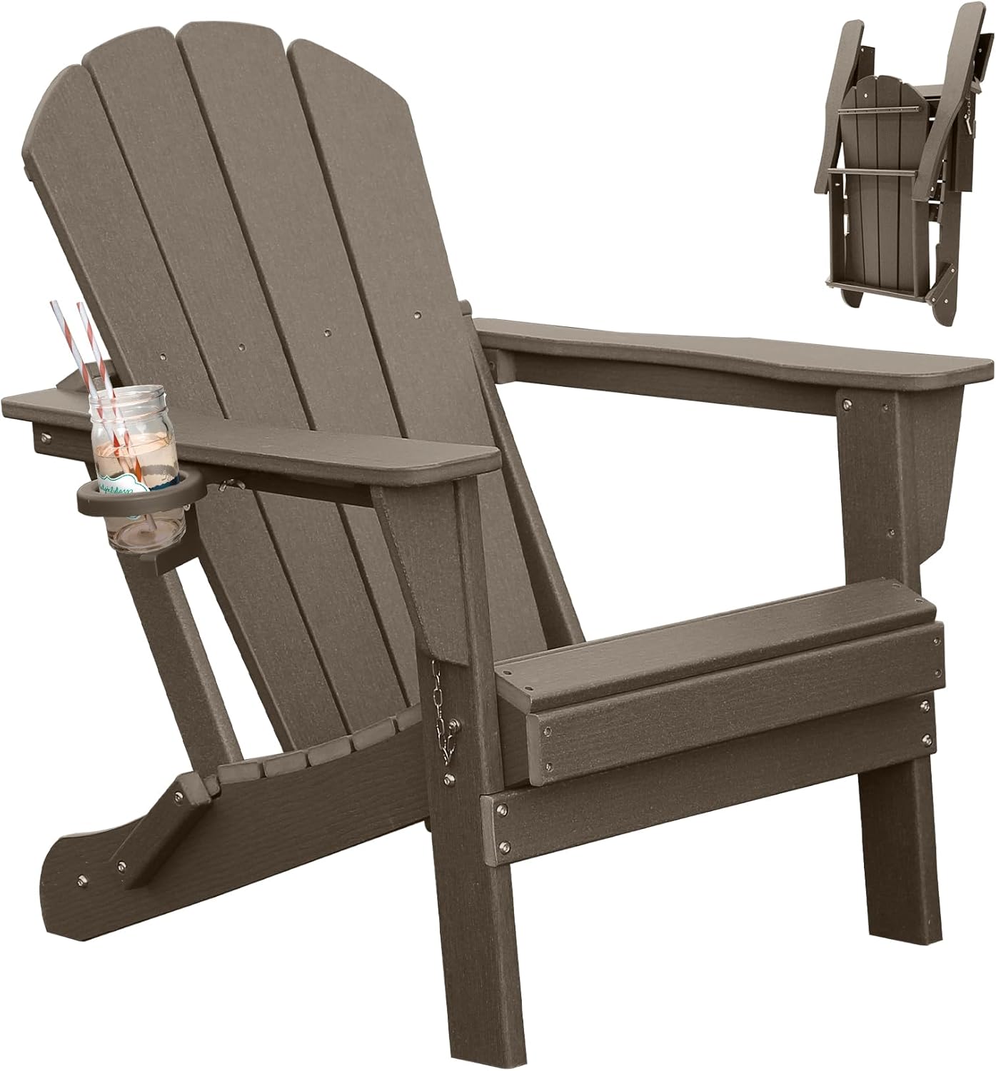 Folding Adirondack Outdoor Chair and Cup Holder