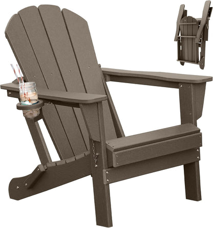 Folding Adirondack Outdoor Chair and Cup Holder