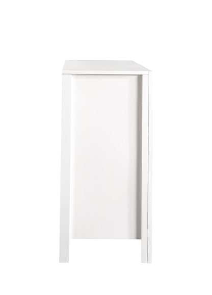 White Elegant Transitional Dresser with Safety Drawers, clean paneled front on Tampa Home & Garden Store