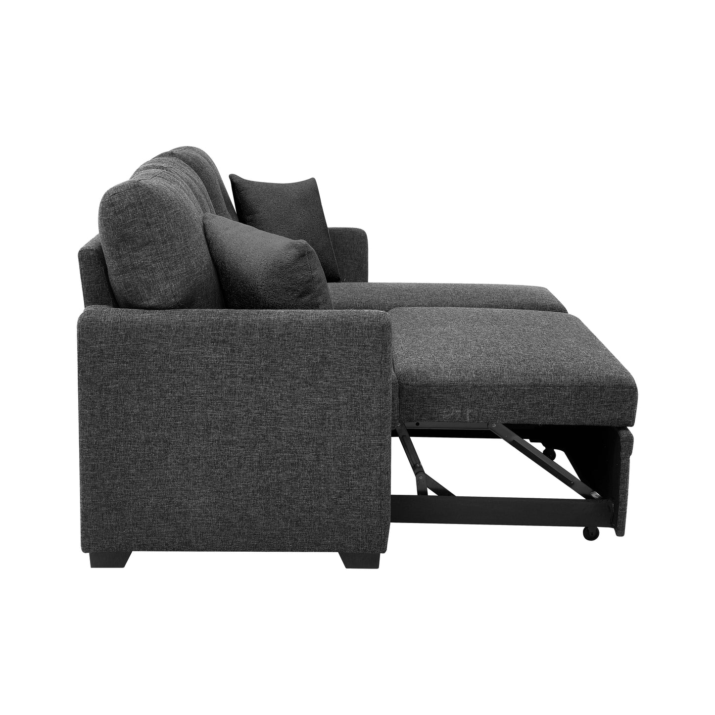 76.5-inch sectional sofa with pull-out bed in charcoal gray fabric by HouseOfZazla on Tampa Home & Garden Store