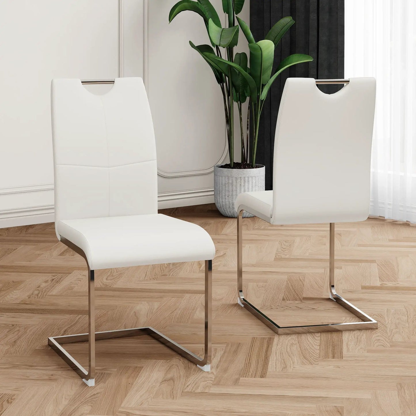 Dining Chairs with Padded Seat and Metal Legs