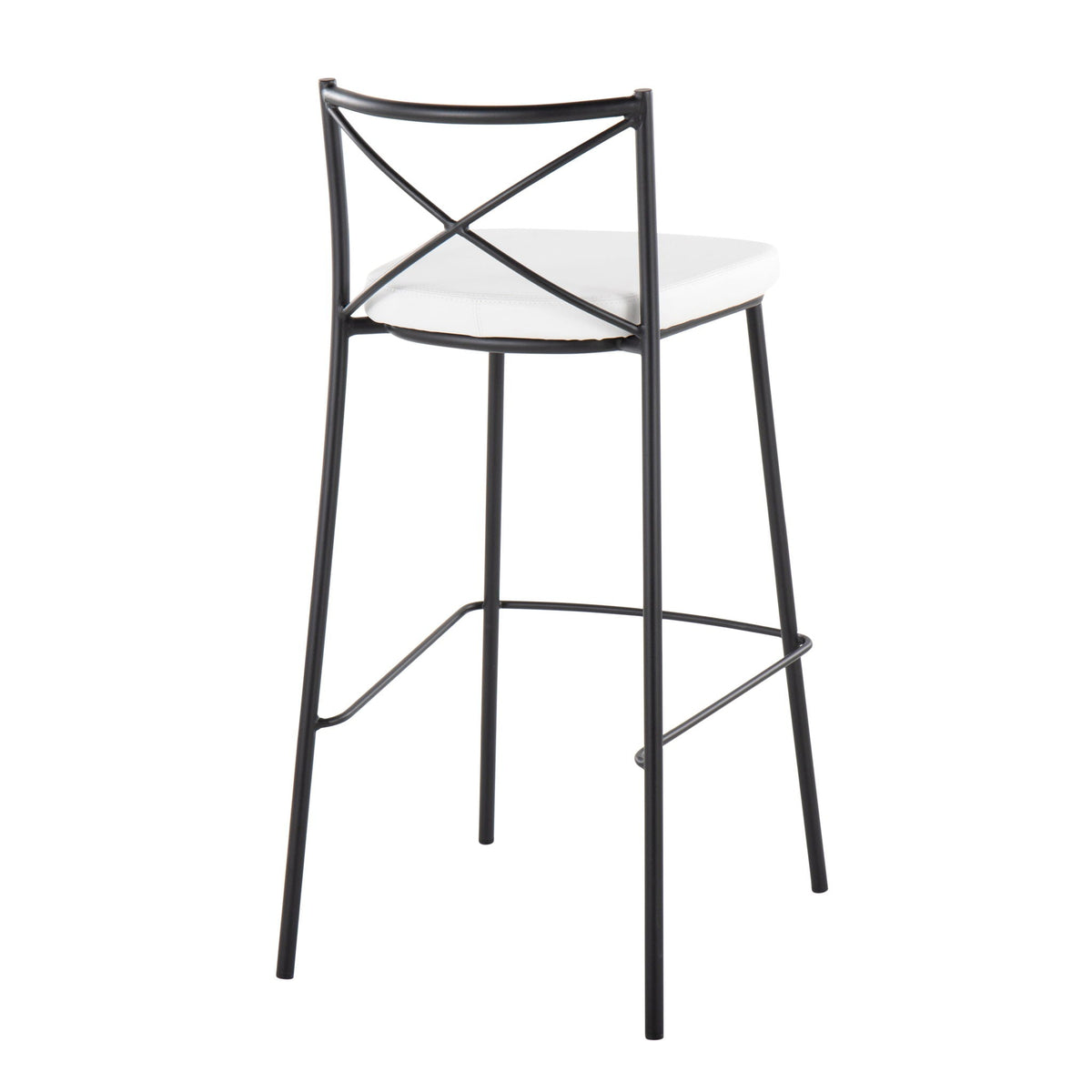 Contemporary fixed-height bar stool set of 2 with black metal frame and white cushion on Tampa Home & Garden Store