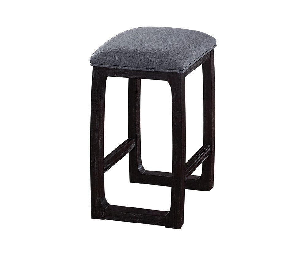 Razo Weathered Counter Height Stool gray fabric seat, dark wood frame, HouseOfZazla on Tampa Home & Garden Store