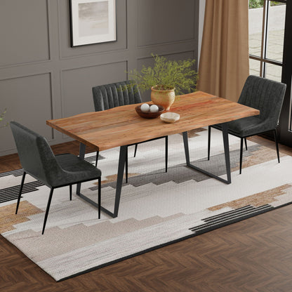 Modern Handcrafted Live Edge Acacia Dining Table with black metal legs on Tampa Home & Garden Store