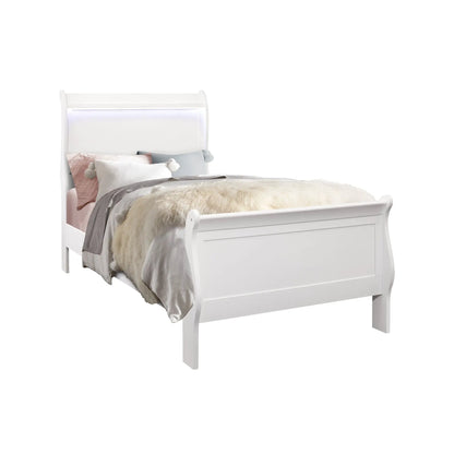 Charlston Bed with LED Lighting, Sleigh Style
