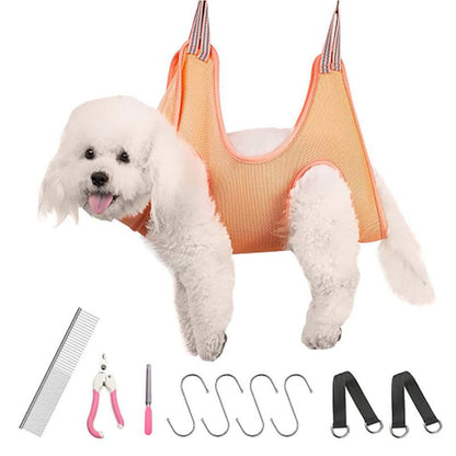 Pet Zen nail trimming hammock for small & medium cats & dogs, orange hammock with straps on Tampa Home & Garden Store