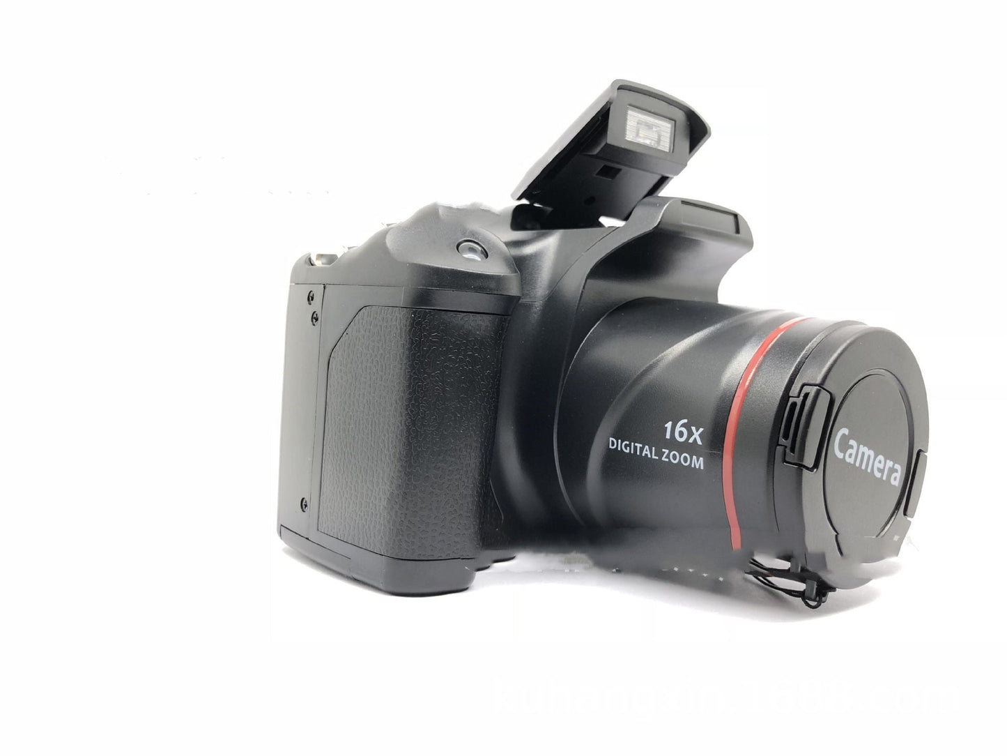 XJ05 Digital Video Camera 16x zoom with pop flash, black body, lens cap visible Tampa Store on Tampa Home & Garden Store