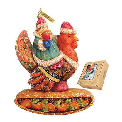 G. DeBrekht Santa on Turkey sculpted ornament hand-painted holiday decor on Tampa Home & Garden Store