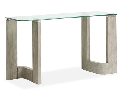 Bartlett rectangular end table with glass top and light wood legs by Unique Piece Furniture on Tampa Home & Garden Store