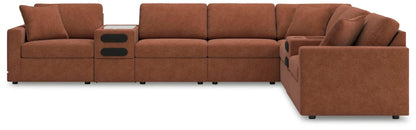 Modmax Sectional Spice burnt-orange stationary sofa with built-in console and cupholders on Tampa Home & Garden Store