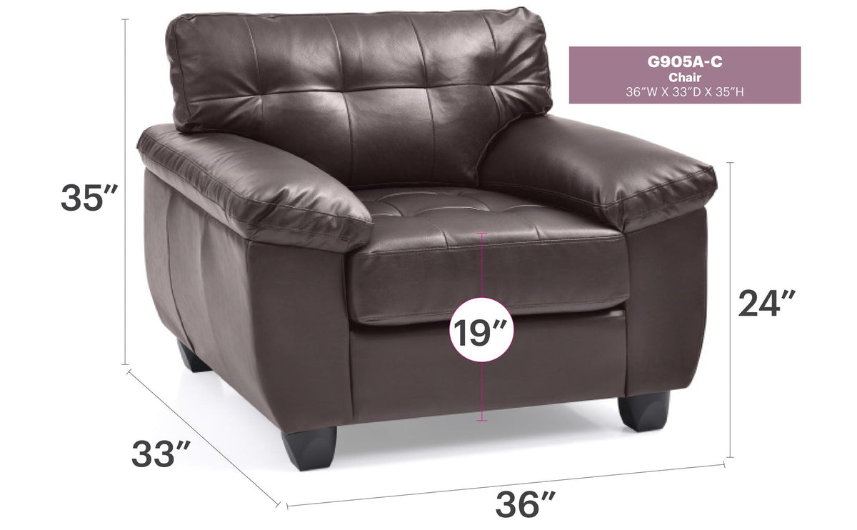 Accent chair brown leather with removable back cushion and pocketed coil seat by HouseOfZazla on Tampa Home & Garden Store