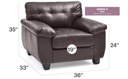 Accent chair brown leather with removable back cushion and pocketed coil seat by HouseOfZazla on Tampa Home & Garden Store