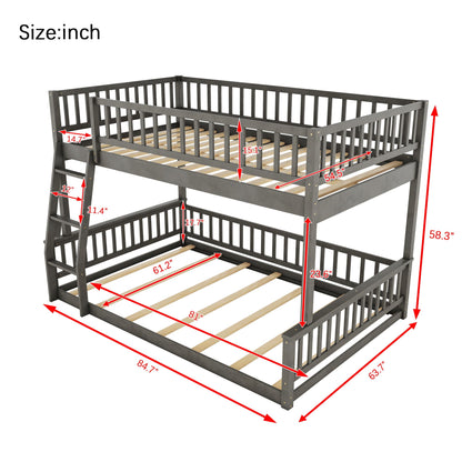 Bunk Bed With Ladder And Guardrails gray wood finish by HouseOfZazla on Tampa Home & Garden Store