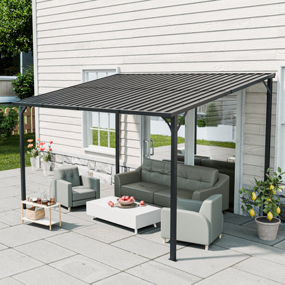 Outdoor 12X8 Galvanized Steel Pergola and Canopy