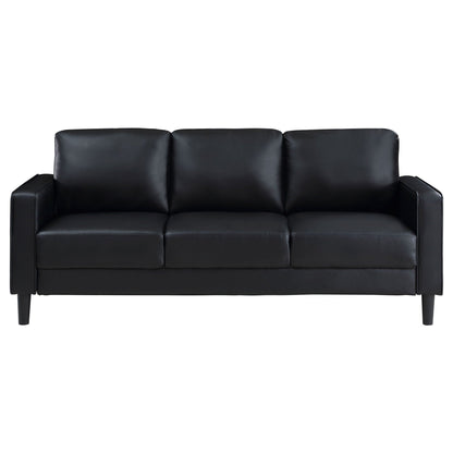 Weld 3pc Faux Leather Sofa Set with Wooden Legs