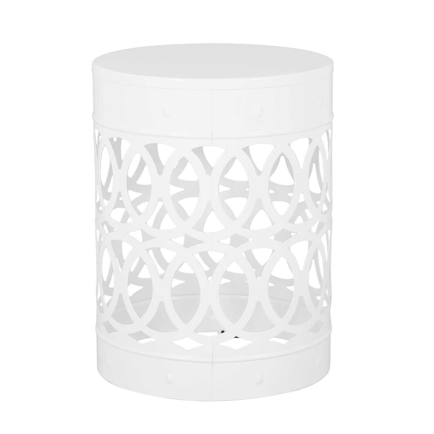 Large Outdoor Metal End Table with Floral Cut