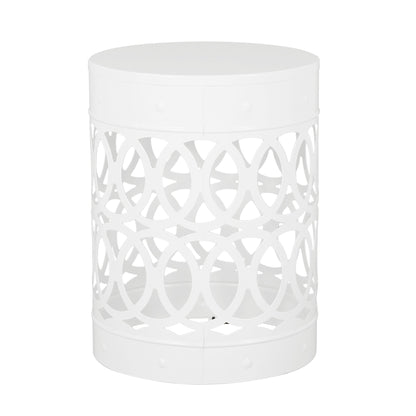 Large Outdoor Metal End Table with Floral Cut