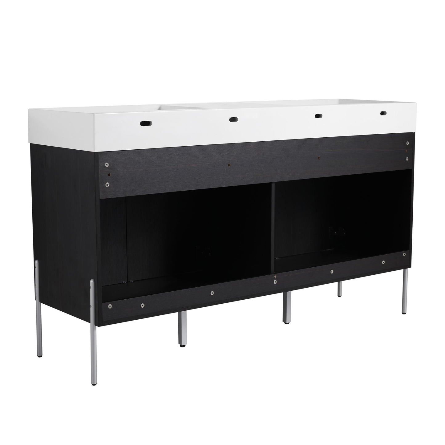 Freestanding vanity with white resin sink and black storage cabinet by HouseOfZazla on Tampa Home & Garden Store
