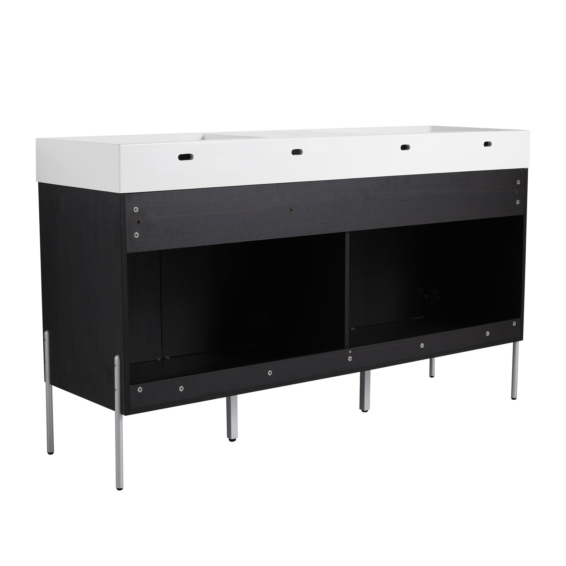Freestanding vanity with white resin sink and black storage cabinet by HouseOfZazla on Tampa Home & Garden Store