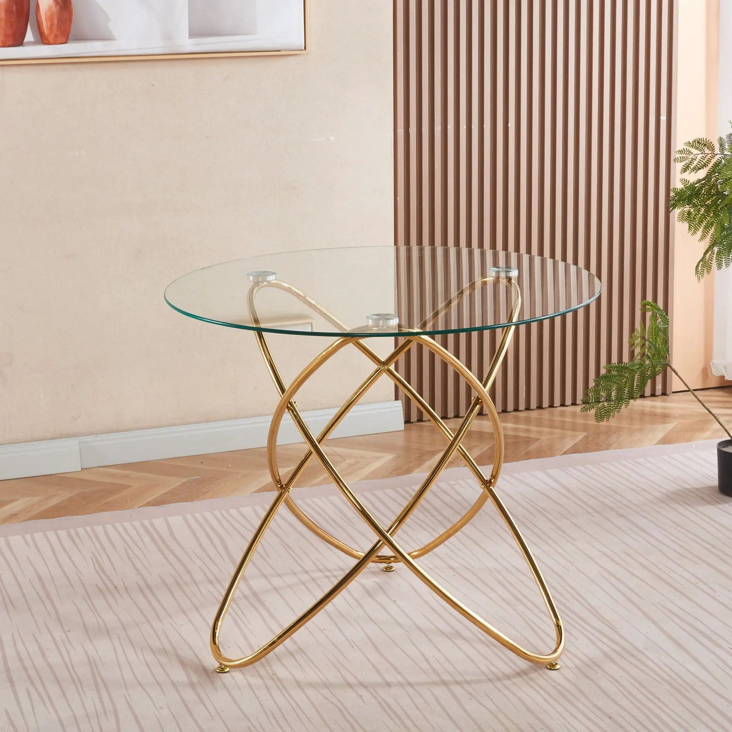 Metal Leg Dining Table with Tempered Glass Top