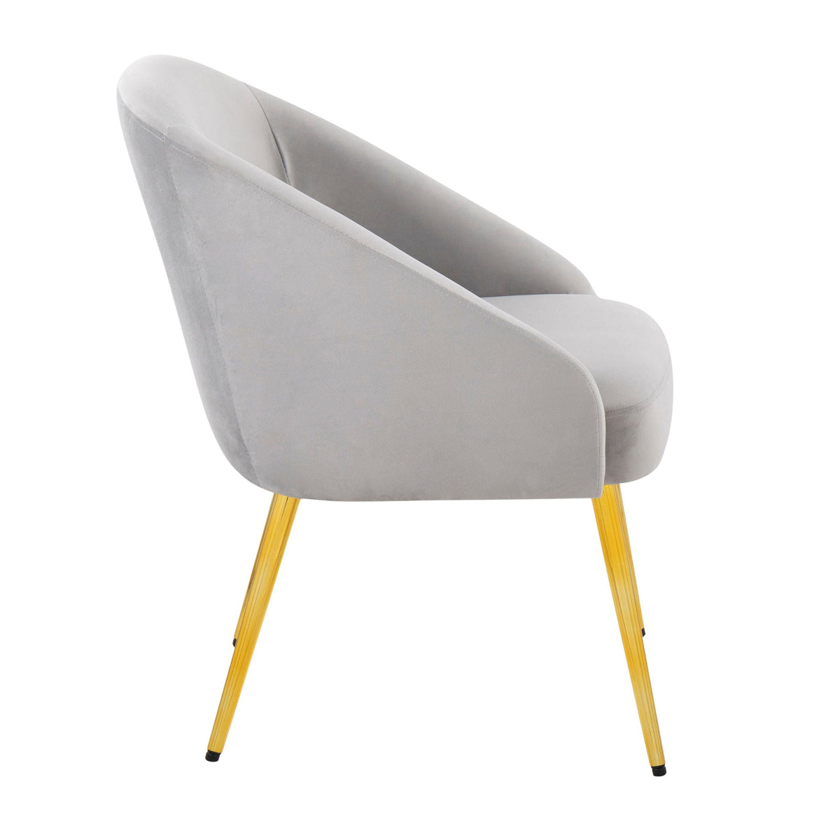 Contemporary glam side chair with padded gray upholstery and gold legs on Tampa Home & Garden Store
