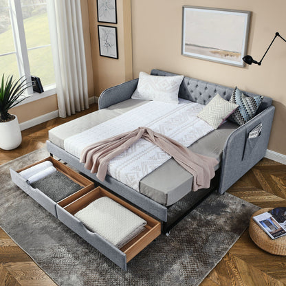 Modern Daybed with Trundle and Storage Drawers