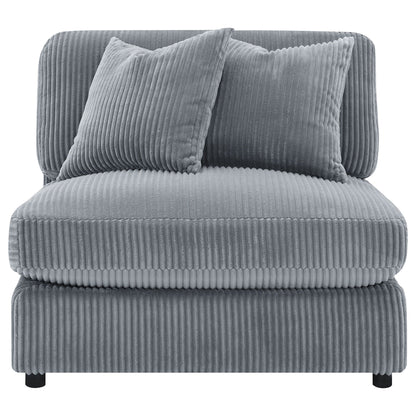 Cassidy upholstered sectional sofa with reversible cushions in blue corduroy by HouseOfZazla on Tampa Home & Garden Store