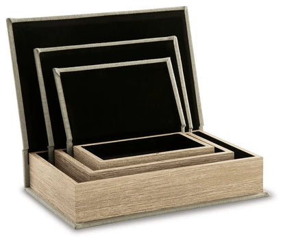 Jolina Linen Box Set of 3 Keepsake Boxes