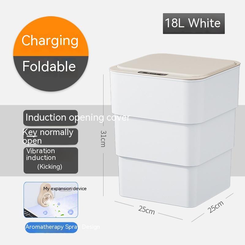 Perfecsy 18L white smart trash can with lid, foldable design, induction opening on Tampa Home & Garden Store