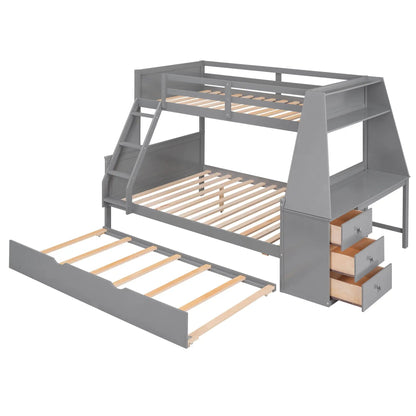 Bunk Bed with Trundle and Built in Desk Drawers