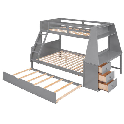 Bunk bed by HouseOfZazla gray with built-in desk, trundle, 3 drawers and shelf on Tampa Home & Garden Store