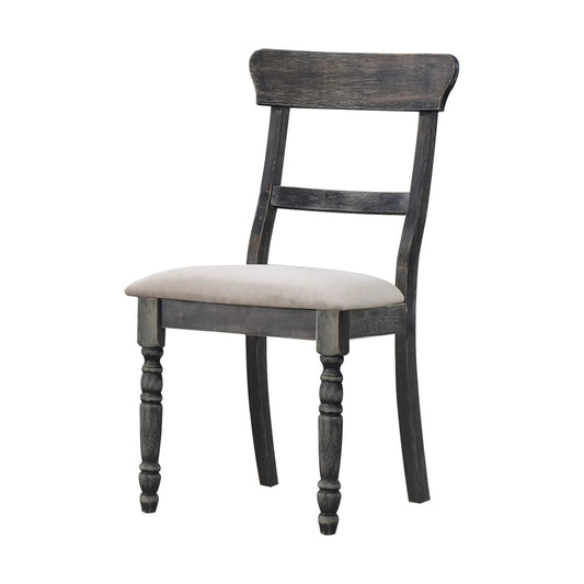 Leventis linen weathered side chair set of 2 with beige upholstered seat on Tampa Home & Garden Store