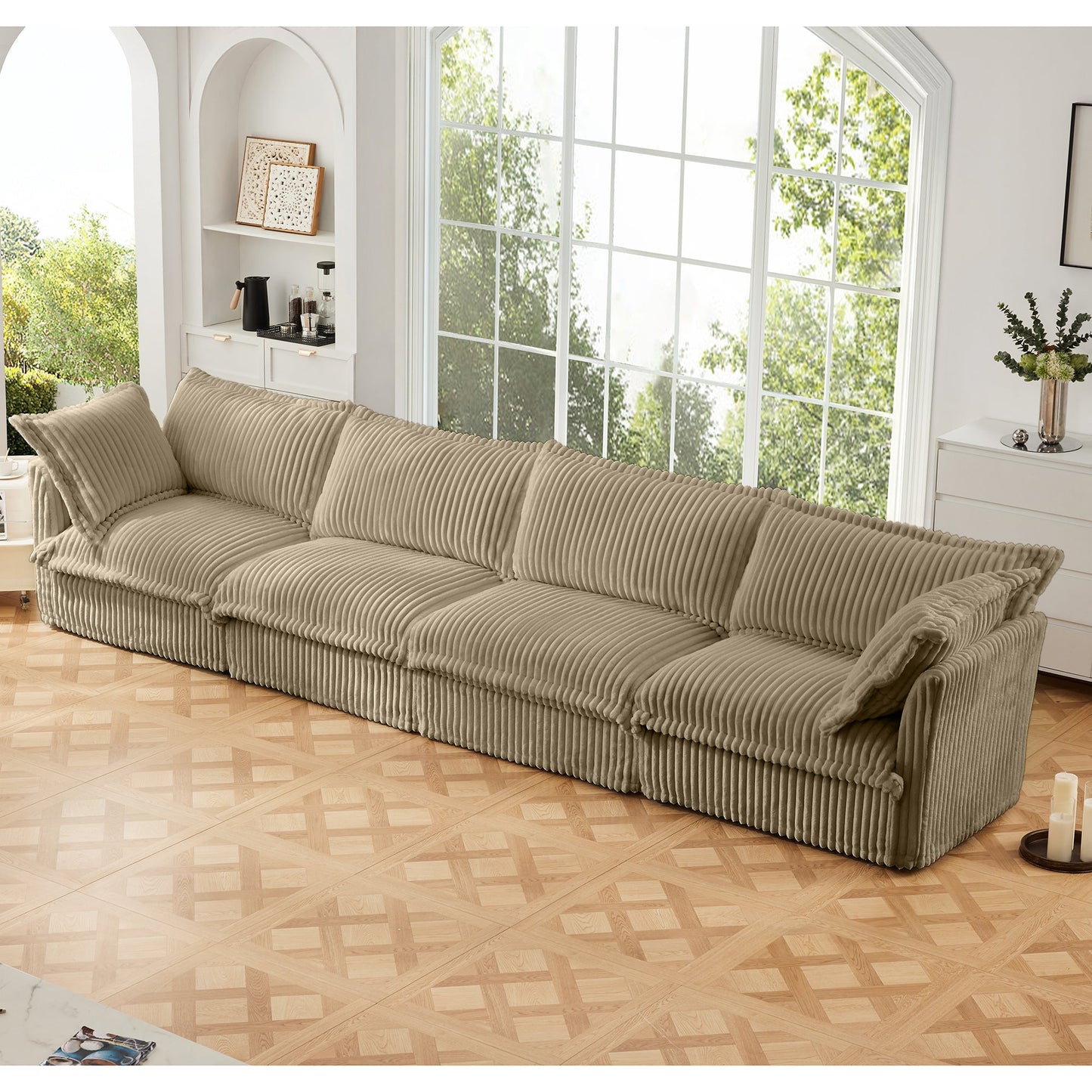 Plush and a Cozy Slipcovered Four Seater Couch