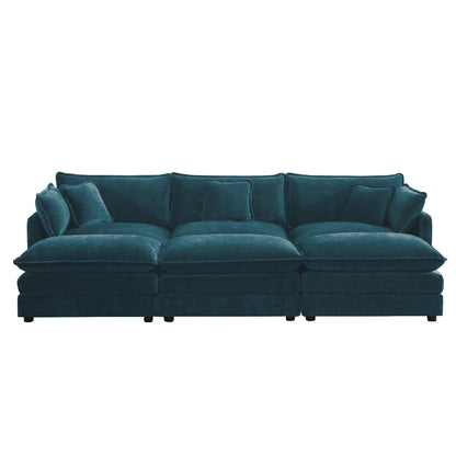 Comfortable Deep Seat Reversible 3 Seater Modular Sectional Sofa in teal velvet by HouseOfZazla on Tampa Home & Garden Store
