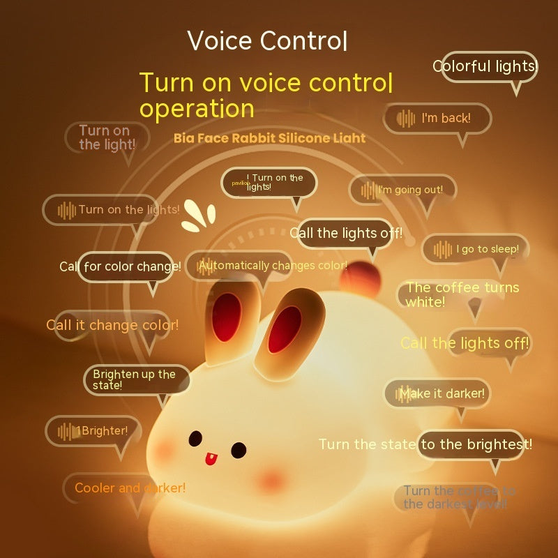 Cute LED night light Big Face Rabbit silicone night light with touch control, warm glow on Tampa Home & Garden Store