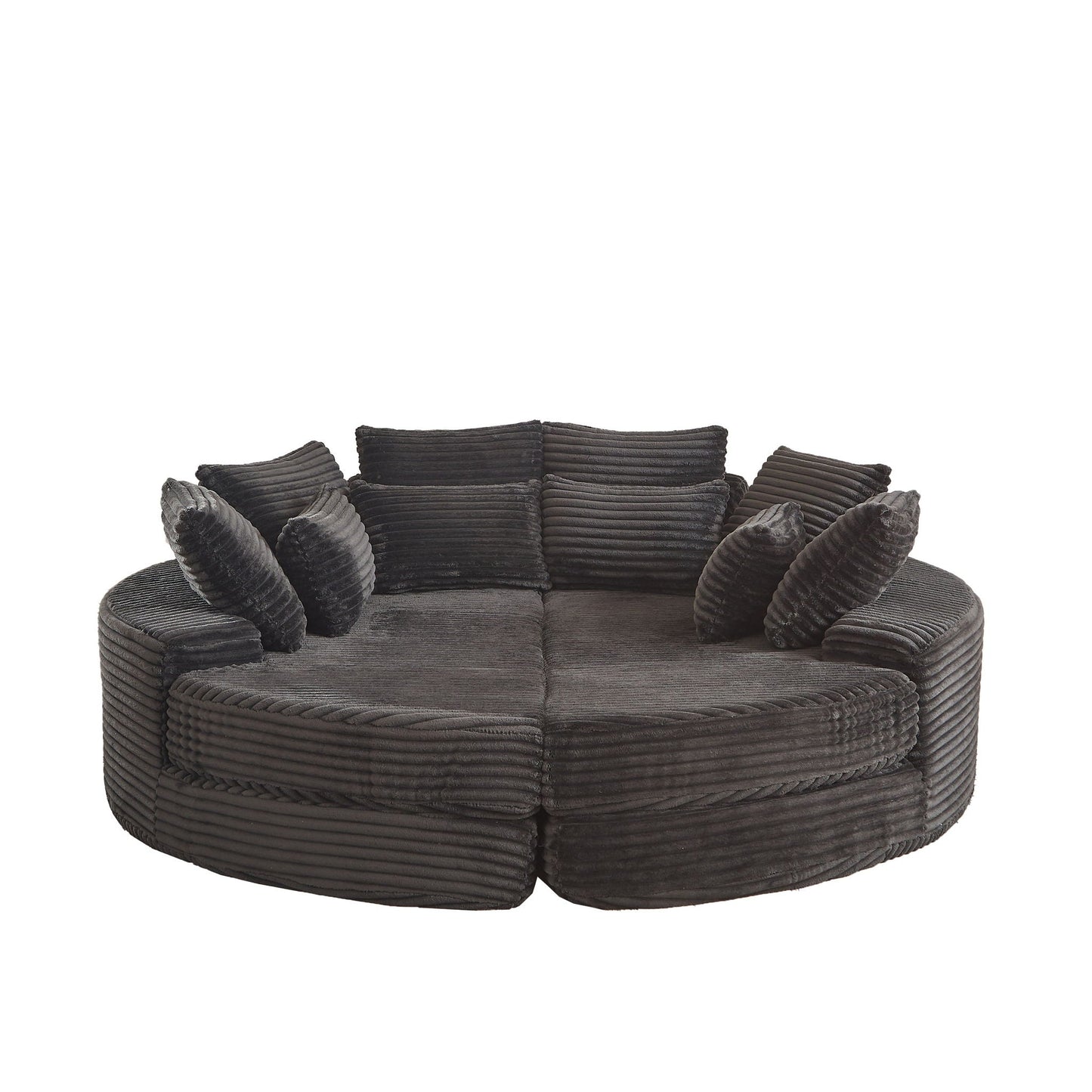 Round Oversized Sofa Bed with Throw Pillows