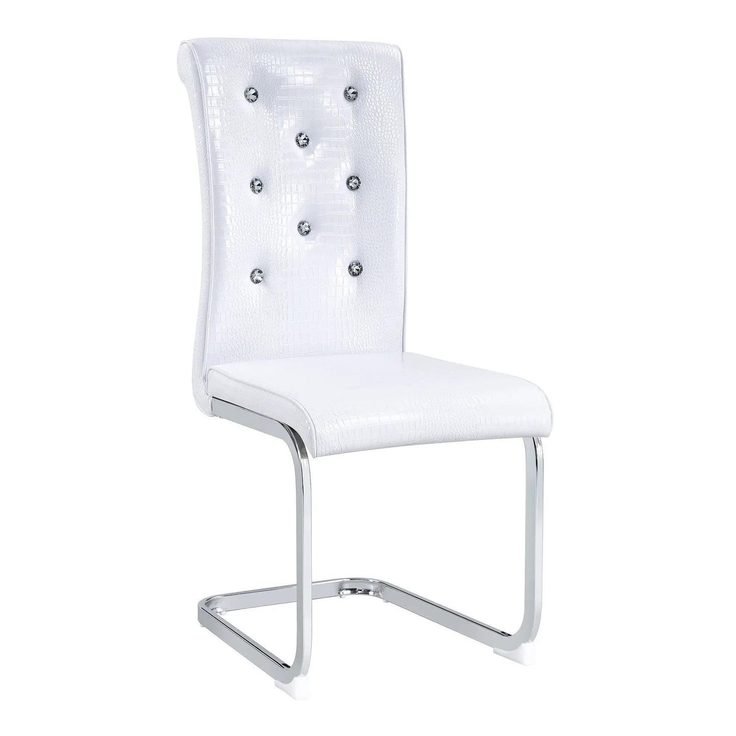 Elegant Upholstered Dining Chair crocodile-embossed leather with crystal studs on chrome base on Tampa Home & Garden Store