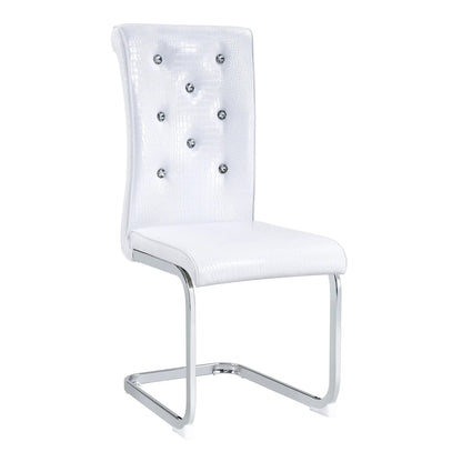 Elegant Upholstered Dining Chair crocodile-embossed leather with crystal studs on chrome base on Tampa Home & Garden Store