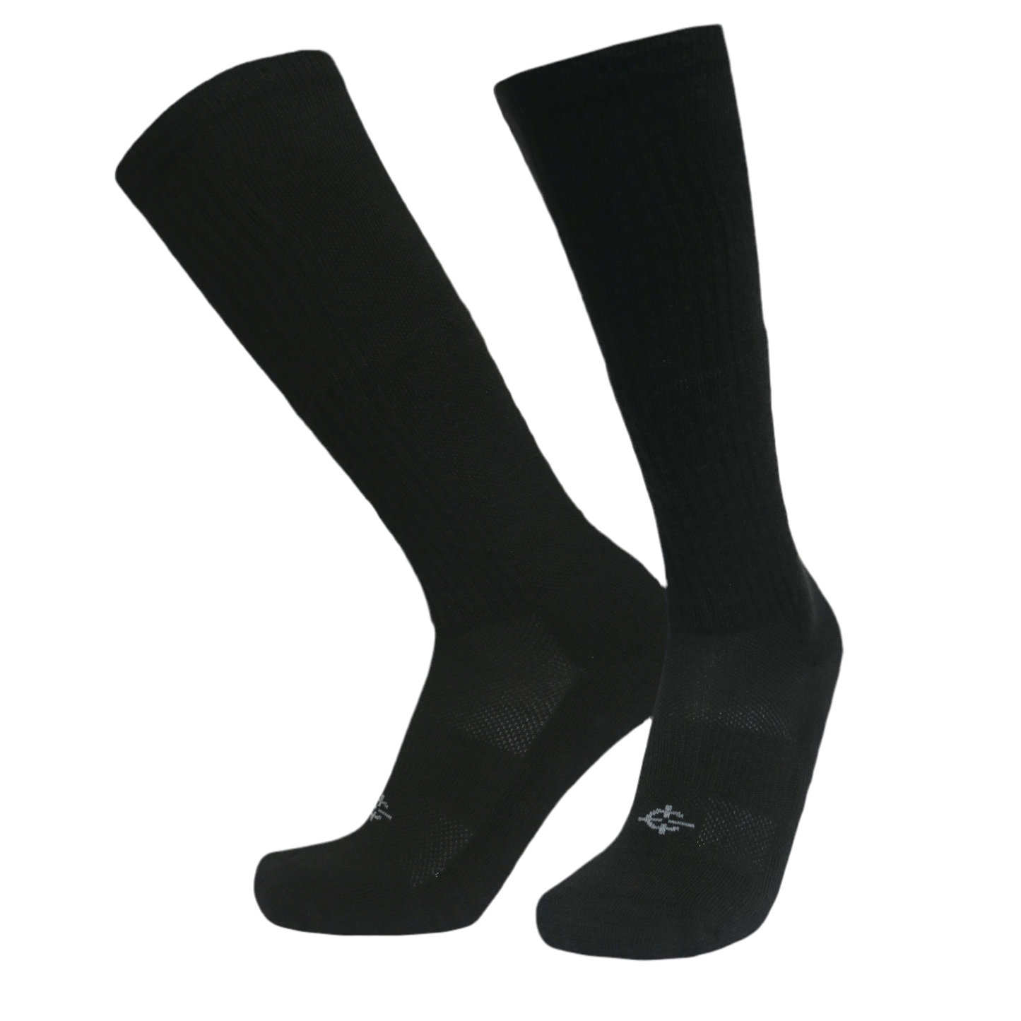 Wool BEAST OTC over-the-calf knee socks by Covert Threads, two black socks with logo on Tampa Home & Garden Store